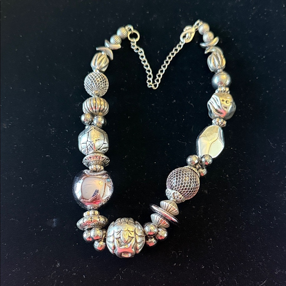 Silver Beaded Statement Necklace - Elegant Women's Jewelry by premier jewelry